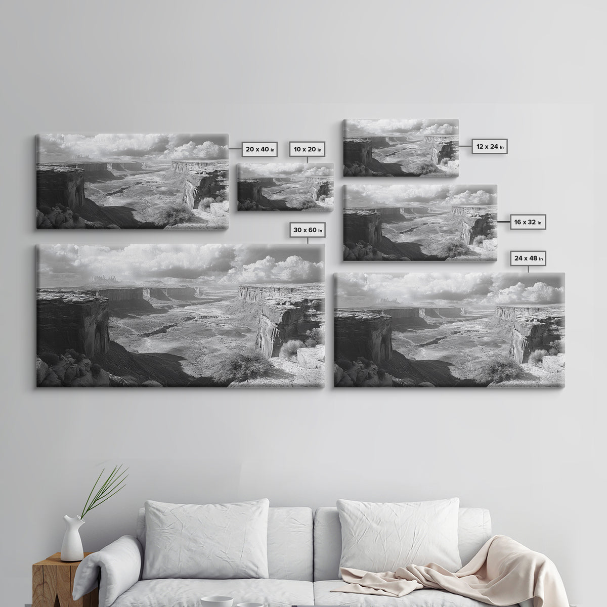 Desert Canyon Vista, Monument Valley View, Rugged Landscape Photography, Framed Canvas Print, Western Living Room Wall Art