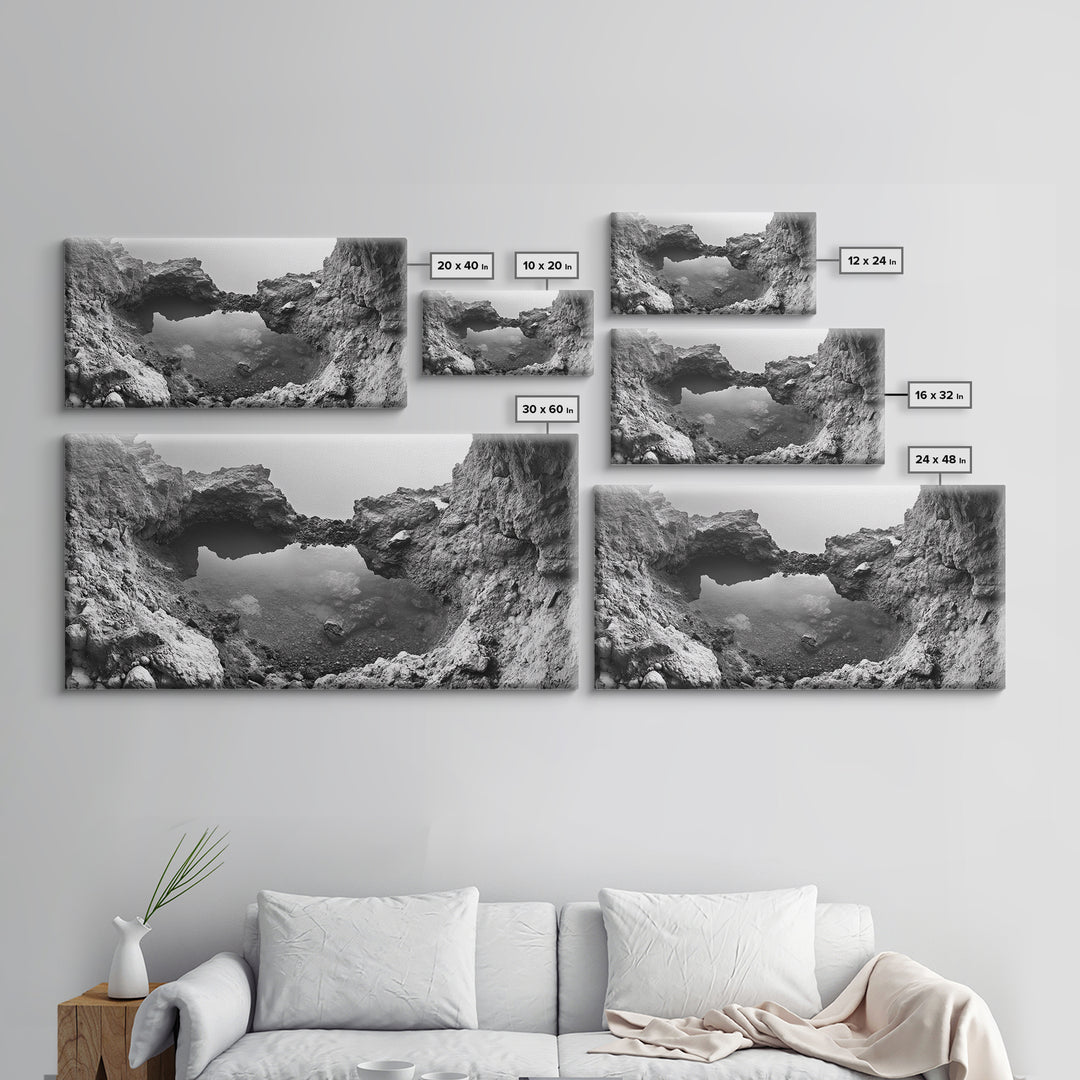 Arch Pool, Stone Lagoon, Natural Wonder, Organic Texture, Minimal Coastal Wall Decor, Canvas Print, Earth Tones Bathroom Art