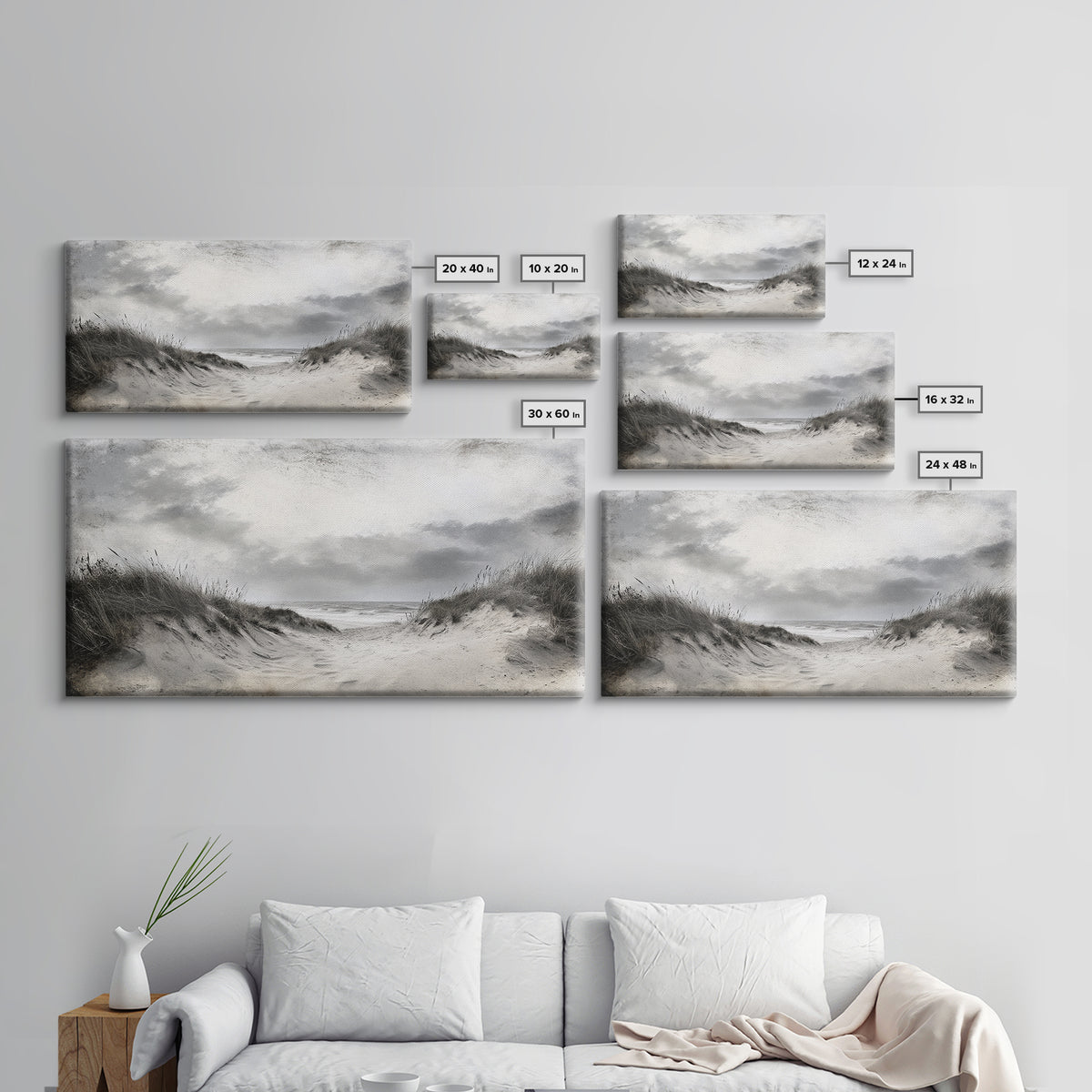 Coastal Dunes Path, Windy Beach Scene, Ocean Wall Art, Nature Landscape, Framed Canvas Print, Rustic Decor, Entryway Wall Art