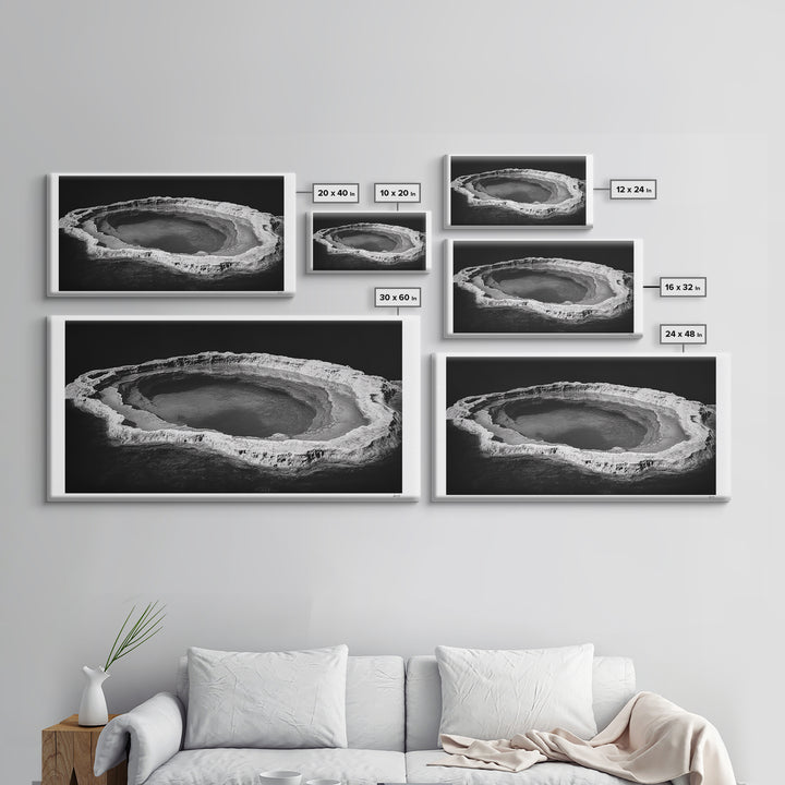 Natural Mineral Pool, Geothermal Abstract, Monochrome Texture, Framed Canvas Print, Minimalist Wall Art, Bathroom or Spa Decor