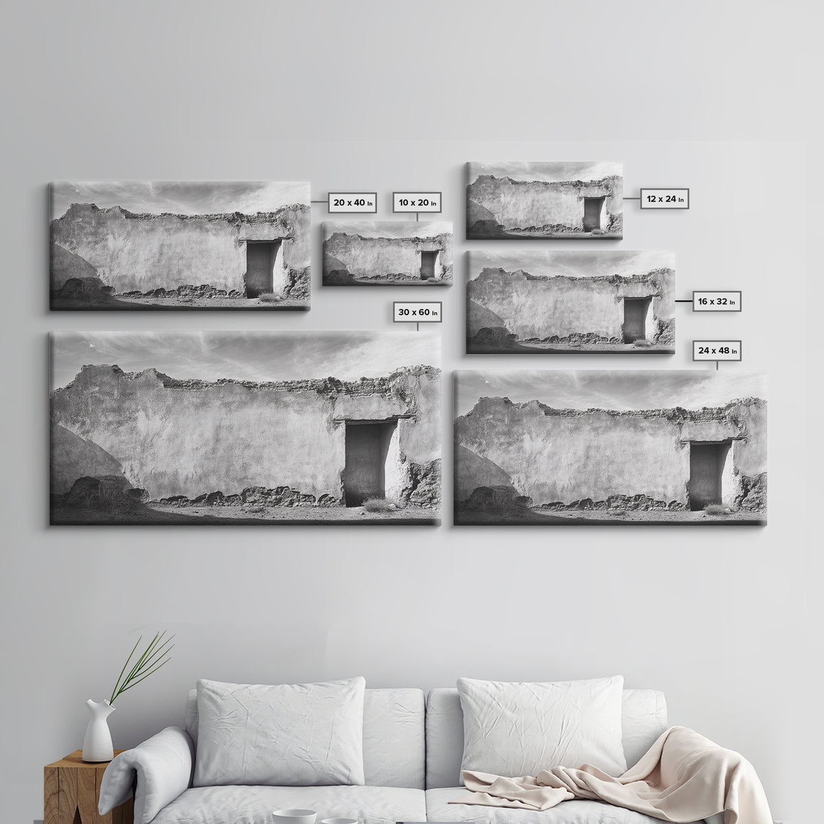 Adobe Wall, Desert Door, Rustic Texture, Framed Canvas Print, Southwest Wall Art, Neutral Earth Tones, Boho Western Living Room Decor