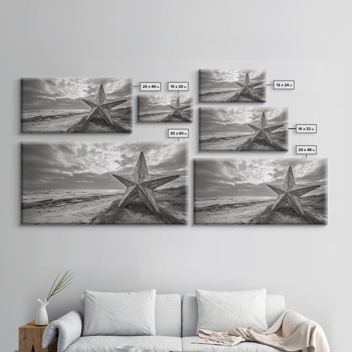 Beach Star, Weathered Wood, Coastal Symbol, Canvas Print, Rustic Seaside Wall Art, Fall Decor, Entryway Or Nautical Living Room Style