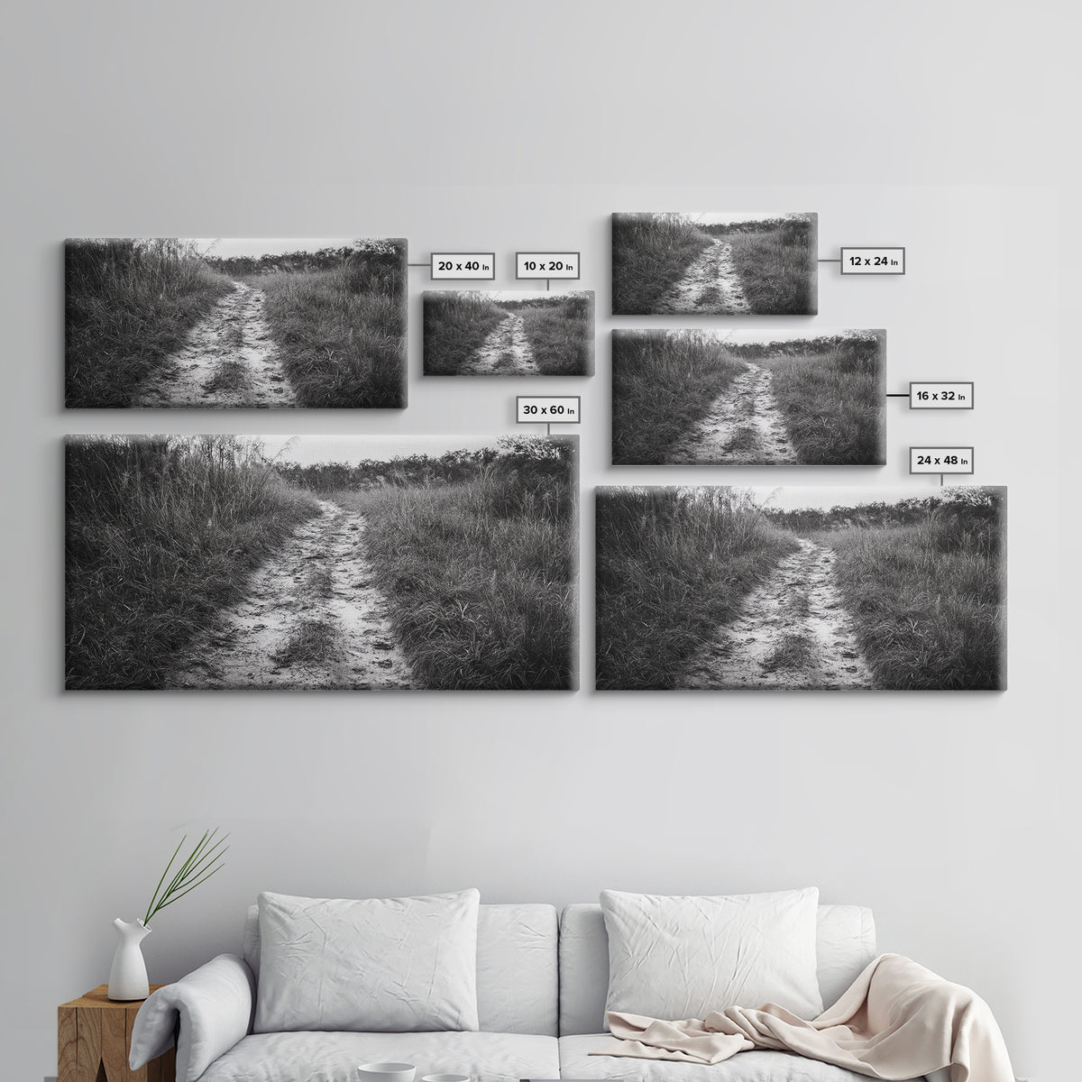 Dirt Path Trail, Minimal Nature Photography, Countryside Landscape, Rustic Fall Vibe Wall Art, Neutral Home Decor, Framed Canvas Print
