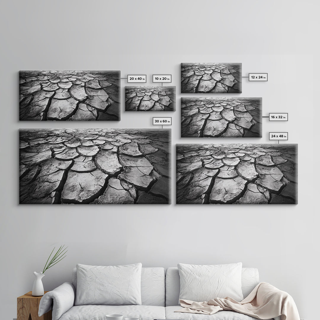 Cracked Earth Texture, Nature Closeup, Desert Minimalism, Earth Tone Art, Canvas Print, Rustic Home Decor, Fall Entryway Wall Art