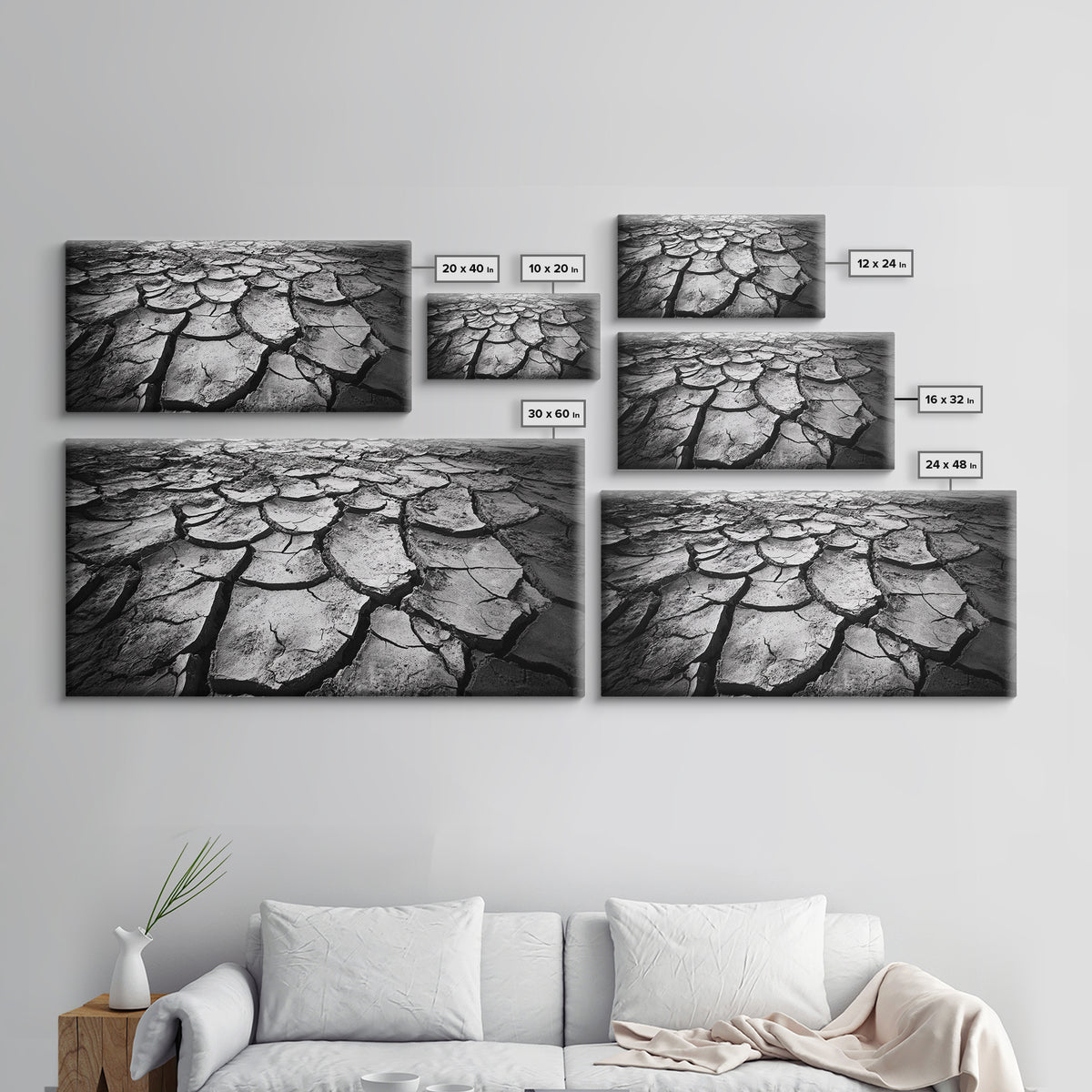 Cracked Earth Texture, Nature Closeup, Desert Minimalism, Earth Tone Art, Canvas Print, Rustic Home Decor, Fall Entryway Wall Art