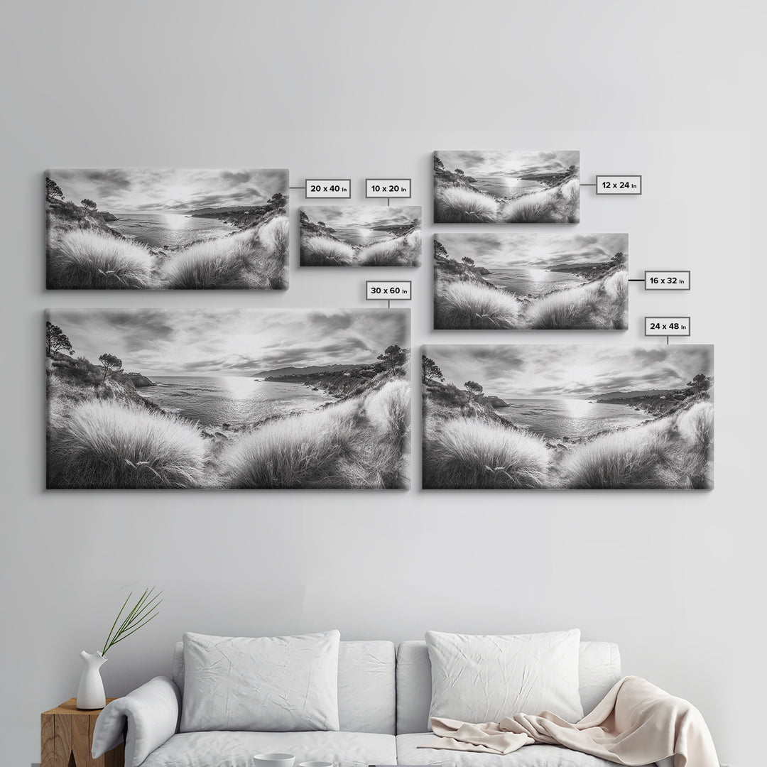 Coastal Bluff Sunset, Seaside Horizon View, Beach Landscape Scene, Serene Decor, Canvas Print, Living Room or Hallway Wall Art