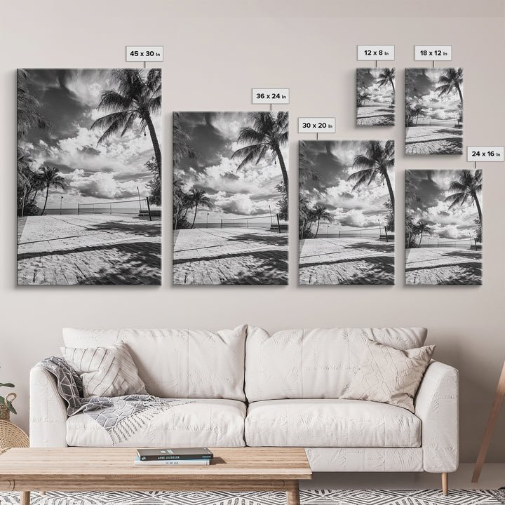 Beach Volleyball, Palm Trees, Island Sport, Canvas Print, Tropical Wall Art, Game Room Decor, Coastal Fitness Photography