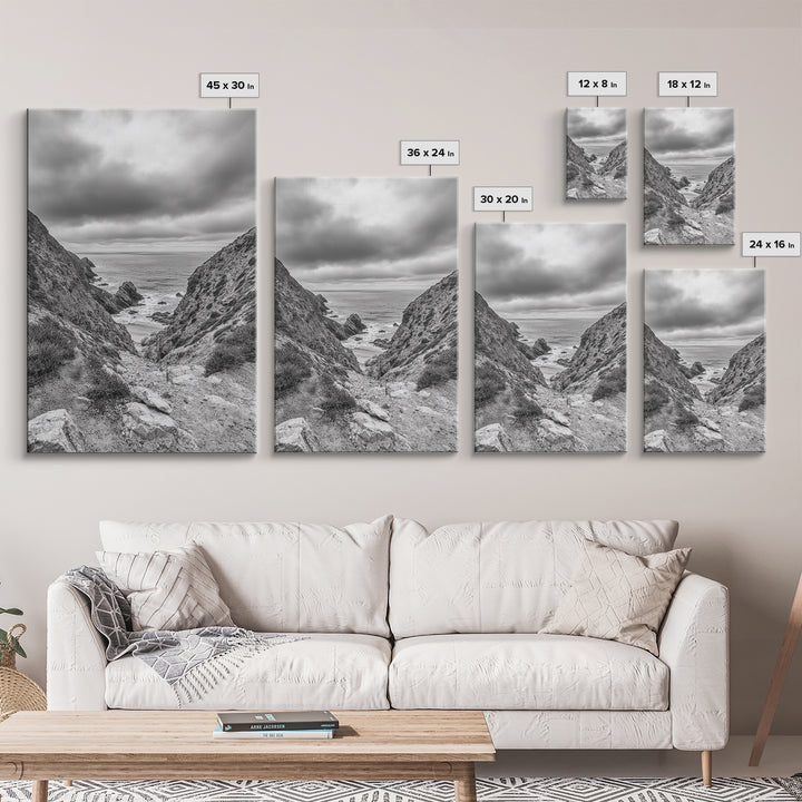 Ocean Cliffs, Rugged Coast, Seascape Photography, Travel Inspiration, Canvas Print, Hallway Wall Art, Coastal Modern Decor, Ocean View