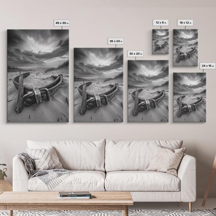 Coastal Relic, Rustic Sand Dunes, Weathered Wood, Canvas Print, Beach House Wall Art, Moody Ocean Decor, Fall Home Styling