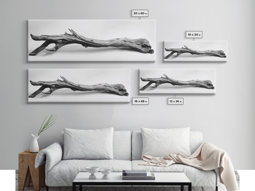 Driftwood Closeup, Minimal Nature Print, Scandinavian Neutral Decor, Framed Canvas Print, Modern Wall Art, Organic Texture Style