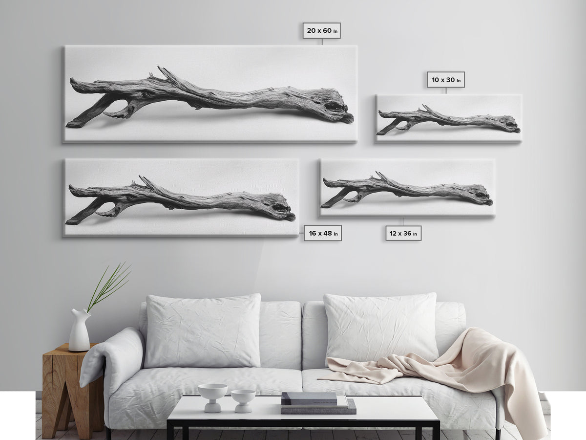 Driftwood Closeup, Minimal Nature Print, Scandinavian Neutral Decor, Framed Canvas Print, Modern Wall Art, Organic Texture Style