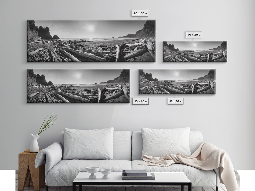 Coastal Driftwood Scene, Rugged Ocean Beach, Moody Nature Landscape, Framed Canvas Print, Rustic Wall Decor, Fall Coastal Photography