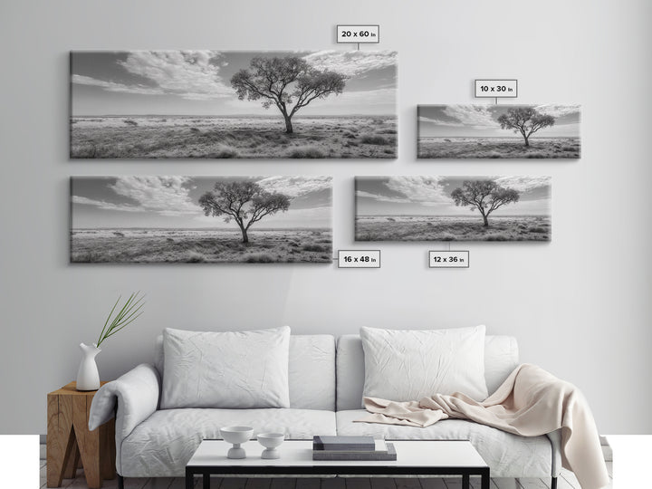 Desert Tree, Solitude Scene, Nature Photography, Framed Canvas Print, Minimalist Tree Art, Bedroom Wall Decor, Neutral Landscape Art