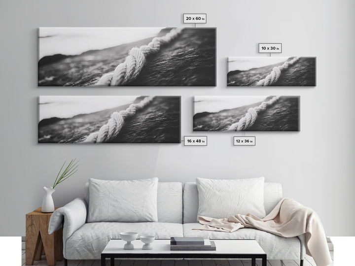 Rope Detail, Coastal Texture, Closeup Knot, Framed Canvas Print, Nautical Wall Decor, Minimalist Wall Art, Beach Home Accent, Ocean Print