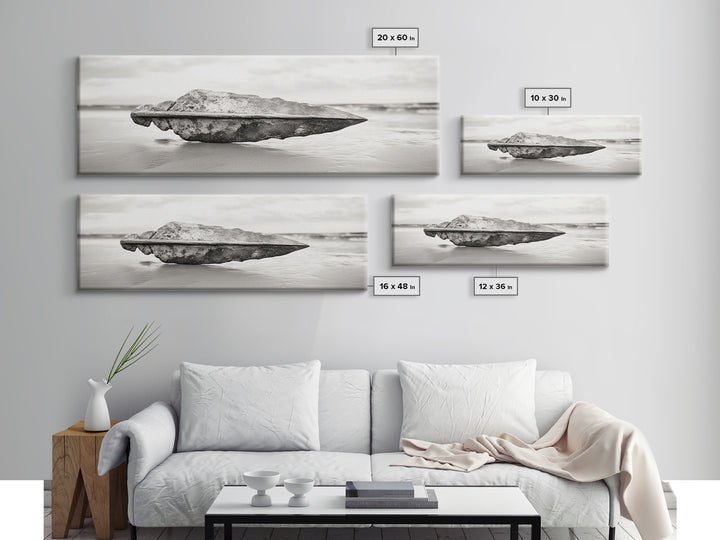 Beach Stone, Ancient Relic, Coastal Detail, Canvas Print, Minimalist art, Bathroom wall decor, Boho style, Neutral home aesthetic