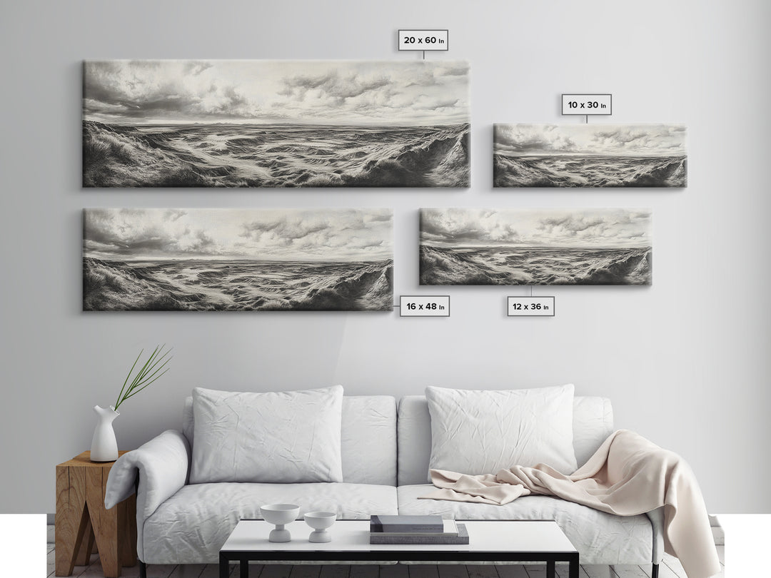 Desert Canyon Scene, Western Landscape, Vast Horizon, Framed Canvas Print, Rustic Wall Art, Neutral Earth Tones, Office Or Living Room