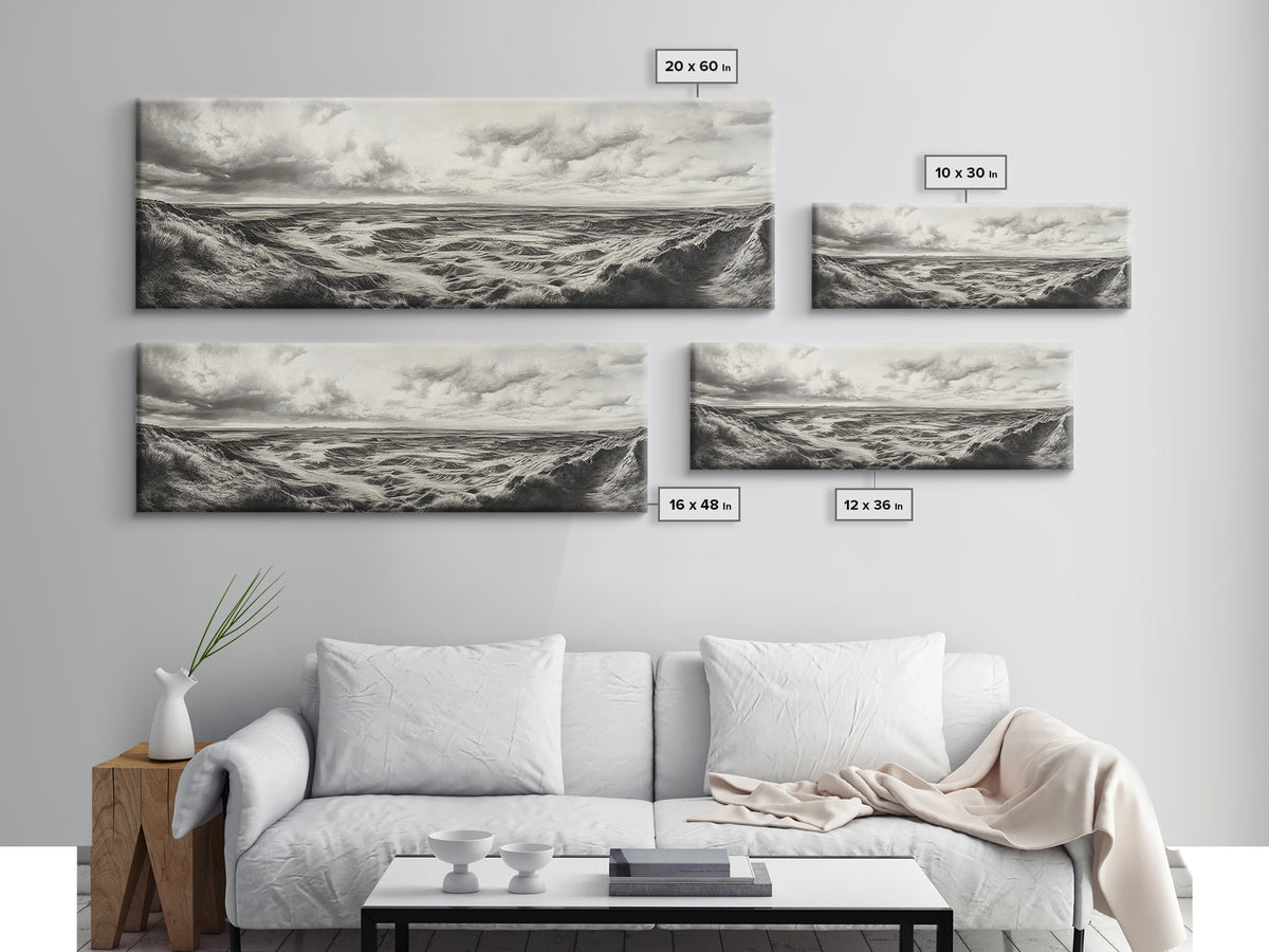 Desert Canyon Scene, Western Landscape, Vast Horizon, Framed Canvas Print, Rustic Wall Art, Neutral Earth Tones, Office Or Living Room