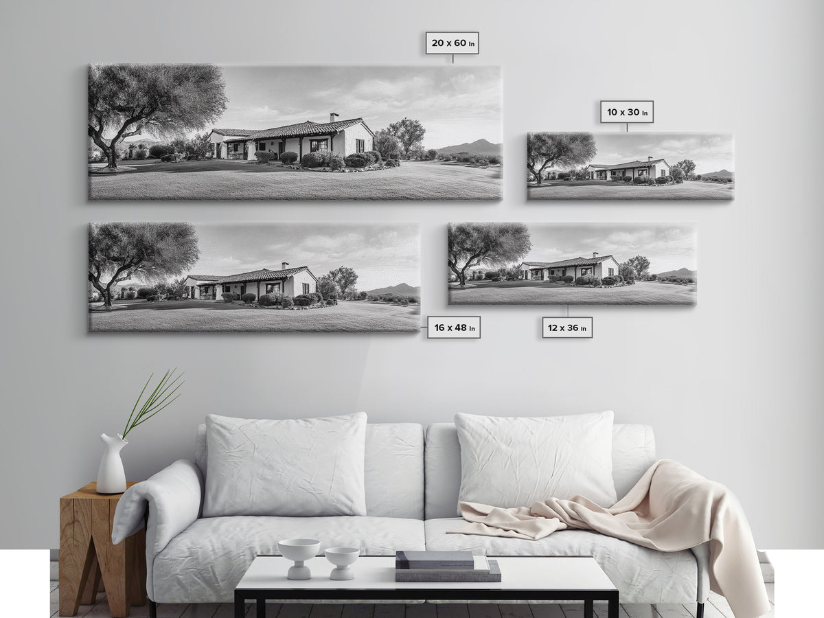Spanish Ranch, Desert Landscape, Tranquil Home, Canvas Print, Southwestern Wall Art, Neutral Tones, Living Room Decor, Rustic Home Style
