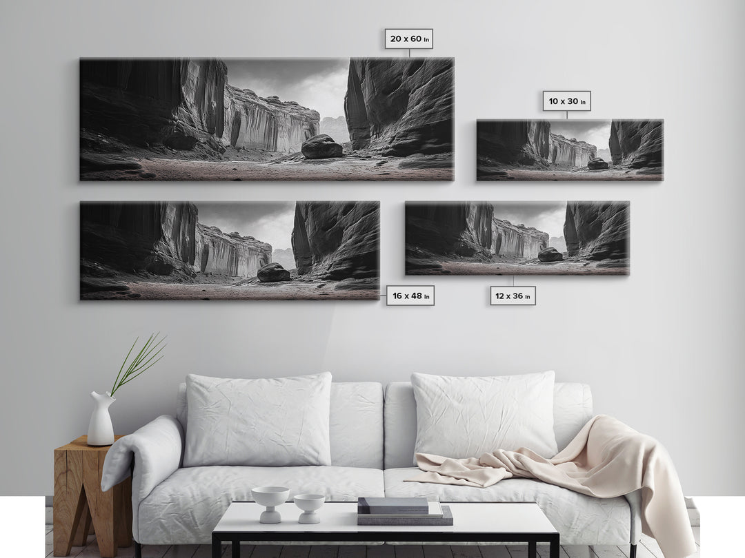 Desert Canyon Walls, High Contrast, Natural Monument, Canvas Print, Office Wall Art, Moody Modern Decor, Wilderness Photography