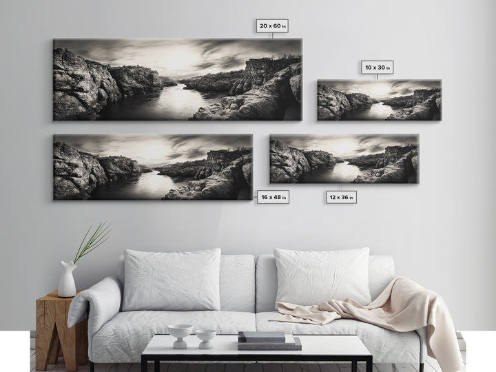 Canyon River Sunset, Dramatic Sky Photography, Nature Scene Art, Framed Canvas Print, Office or Hallway Wall Decor, Bold Earth Tones