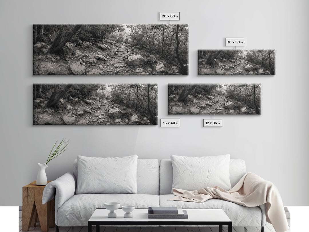 Rocky Path, Forest Trail, Autumn Mood, Canvas Print, Nature Photography, Rustic Entryway Decor, Woodland Art, Cabin Hallway Style