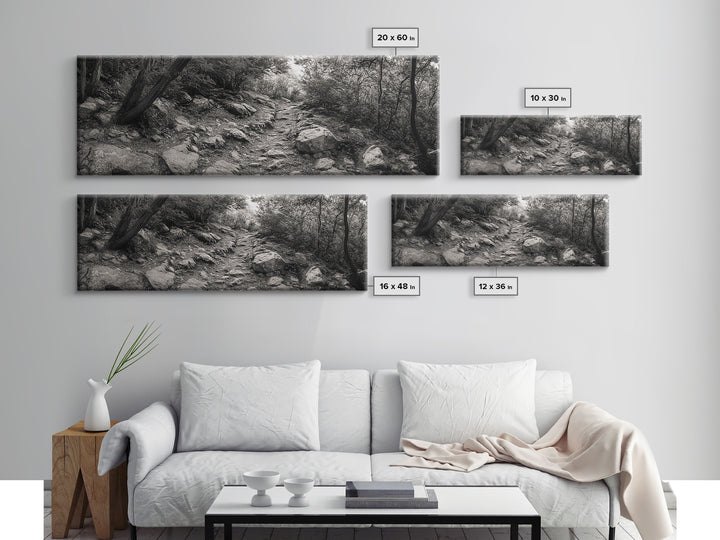 Rocky Path, Forest Trail, Autumn Mood, Canvas Print, Nature Photography, Rustic Entryway Decor, Woodland Art, Cabin Hallway Style