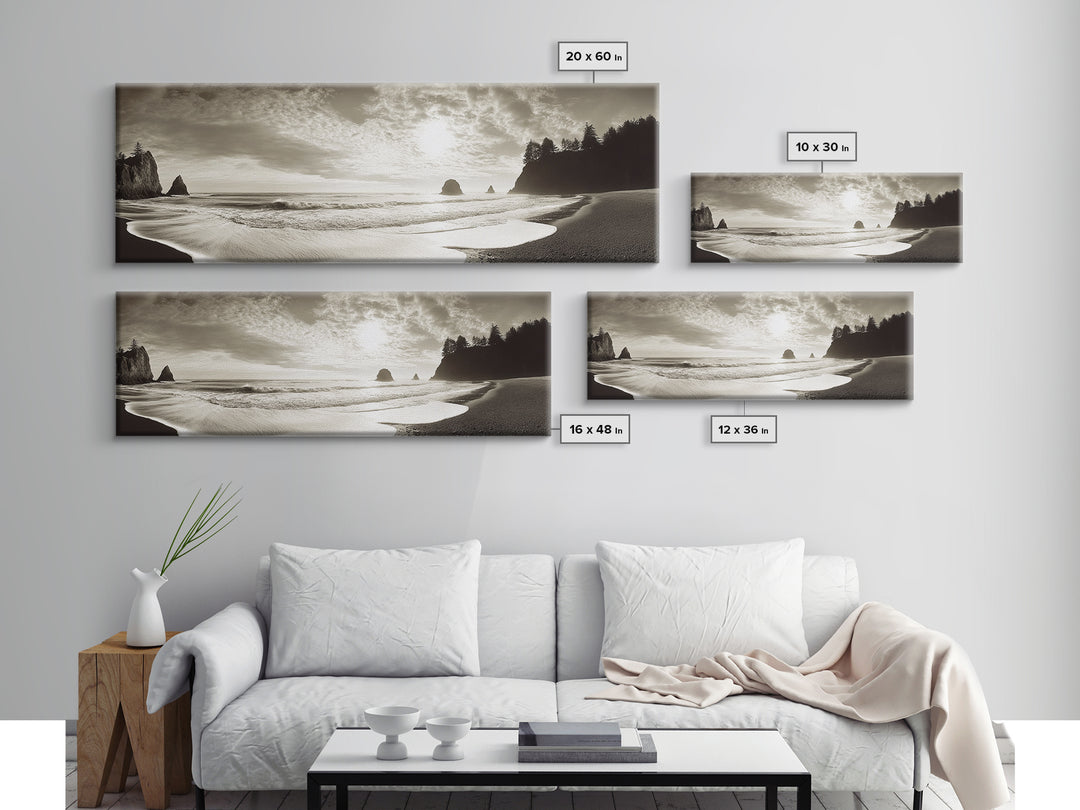 Seaside Cliff Sunset, Pacific Coast View, Canvas Print, Coastal Living Room Art, Modern Neutral Decor, Ocean Landscape Photography