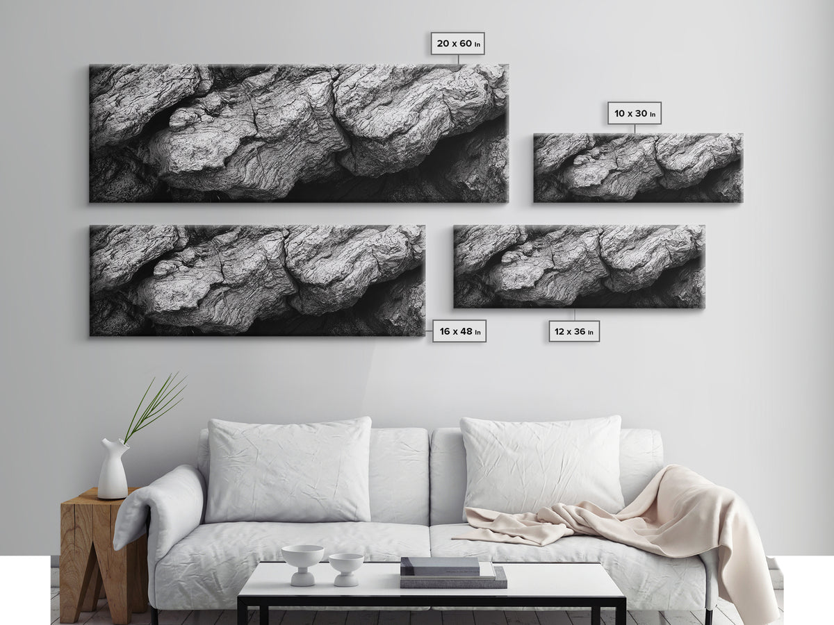 Textured Rock, Earth Tones, Natural Abstract, Framed Canvas Print, modern rustic decor, living room wall art, organic texture, neutral tones