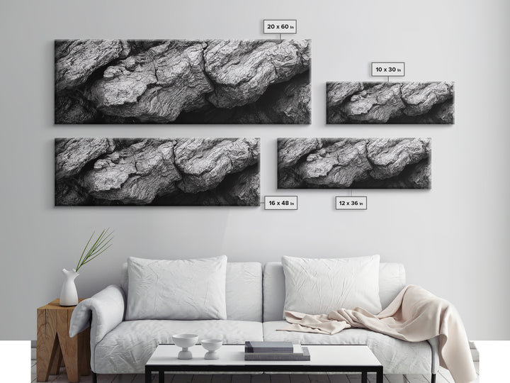 Textured Rock, Earth Tones, Natural Abstract, Framed Canvas Print, modern rustic decor, living room wall art, organic texture, neutral tones