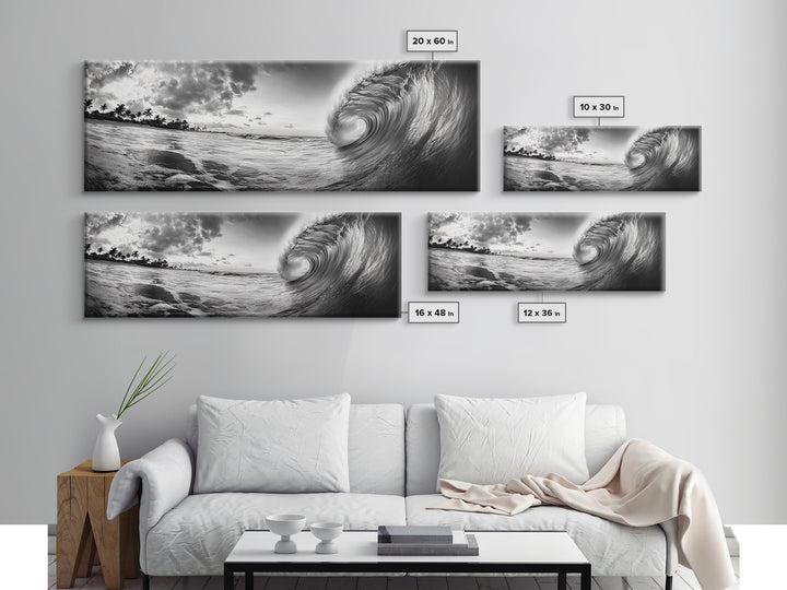 Barrel Wave Curl, Surfer's Dream, Ocean Power, Framed Canvas Print, Coastal Wall Art, Beach House Decor, Surf Photography