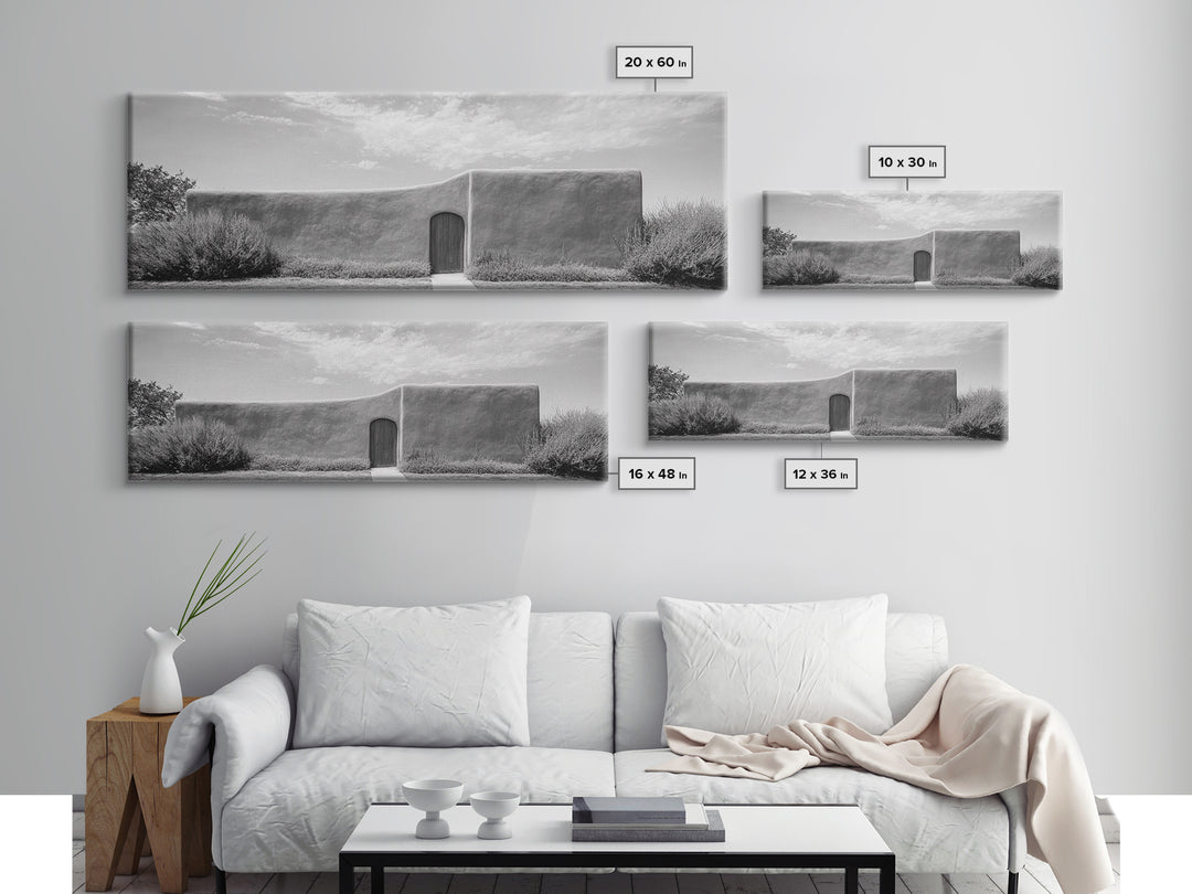 Desert Adobe, Minimal Wall, Architecture Photography, Black and White Art, Framed Canvas Print, Southwestern Decor, Entryway Wall Art