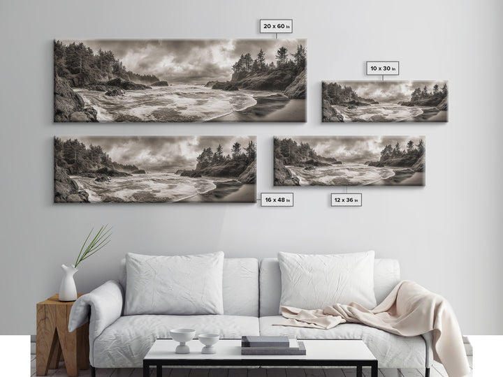 Wild Coastline, Rugged Waves, Stormy Shore, Nature Photography, Framed Canvas Print, Fall Living Room Wall Art, Rustic Coastal Decor