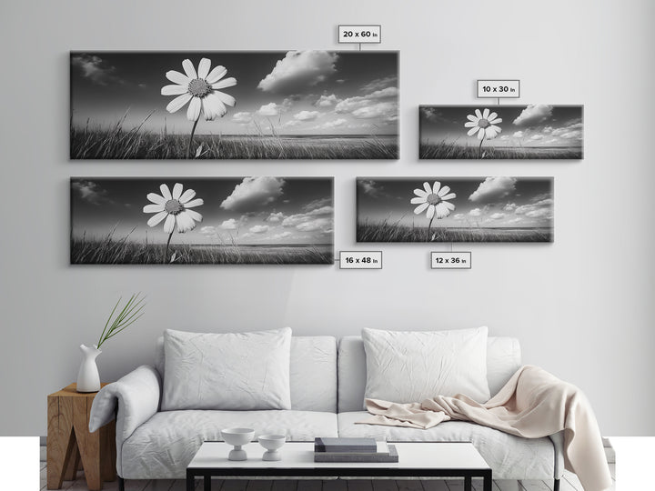 Daisy Flower, Single Bloom, Coastal Breeze, Minimal Wall Decor, Framed Canvas Print, Boho Bedroom Art, Nature Inspired Photography