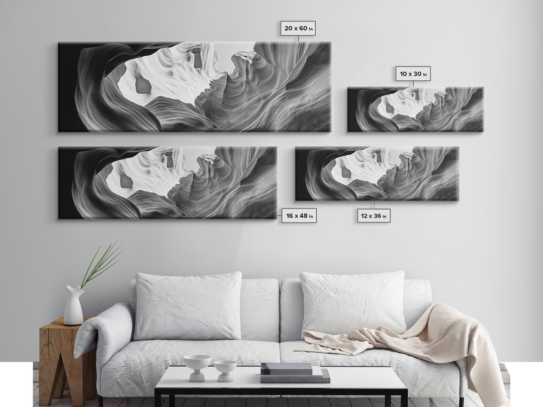 Desert Canyon Swirl, Abstract Rock Layers, Light and Shadow, Framed Canvas Print, Minimalist Living Room Art, Earth Tone Decor