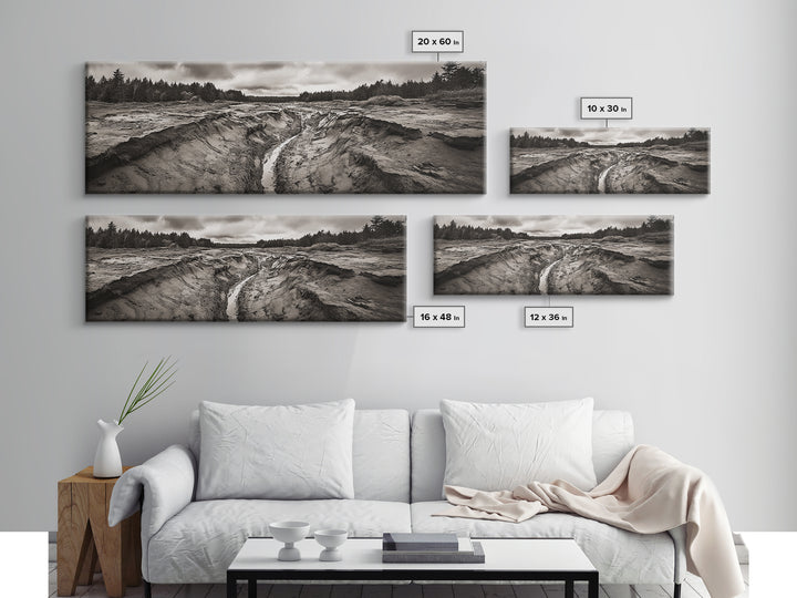 Rugged Riverbed Path, Forest Edge, Moody Terrain, Earthy Scene, Framed Canvas Print, Rustic Cabin Art, Autumn Entryway Decor