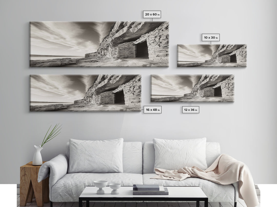 Ancient Cliff Dwelling, Desert Horizon, Southwest Landscape, Canvas Print, Neutral Earth Tones, Rustic Decor, Entryway Wall Art, Western Vibes
