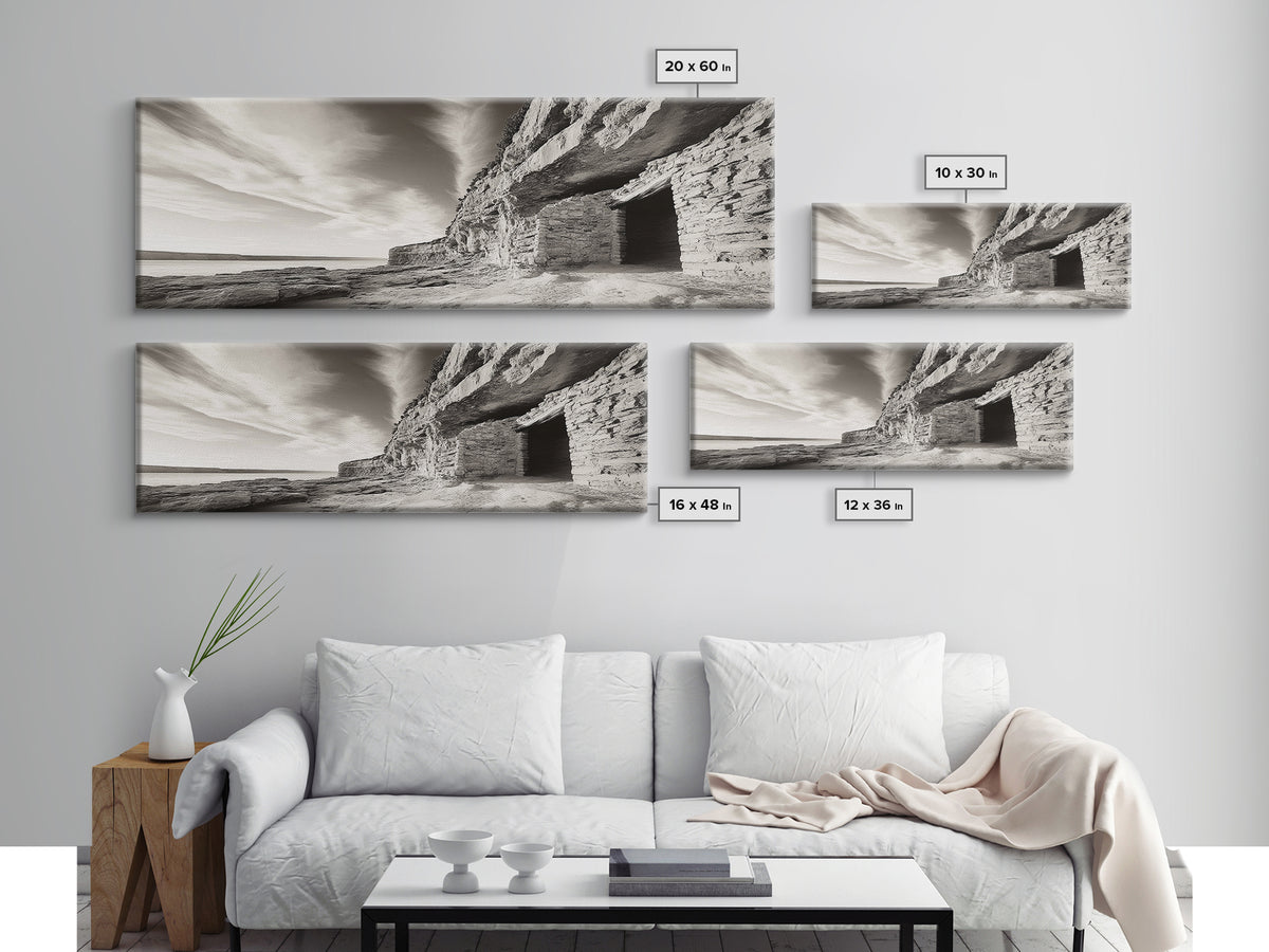 Ancient Cliff Dwelling, Desert Horizon, Southwest Landscape, Canvas Print, Neutral Earth Tones, Rustic Decor, Entryway Wall Art, Western Vibes