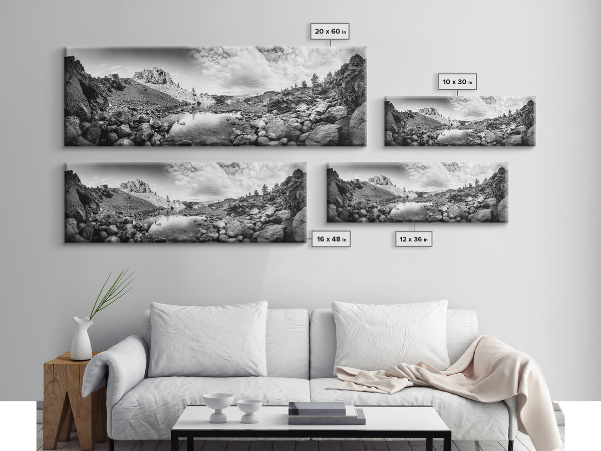 Rocky Lake, Wilderness Reflection, Mountain Calm, Framed Canvas Print, Cabin Nature Wall Art, Rustic Home Decor, Adventure Photography