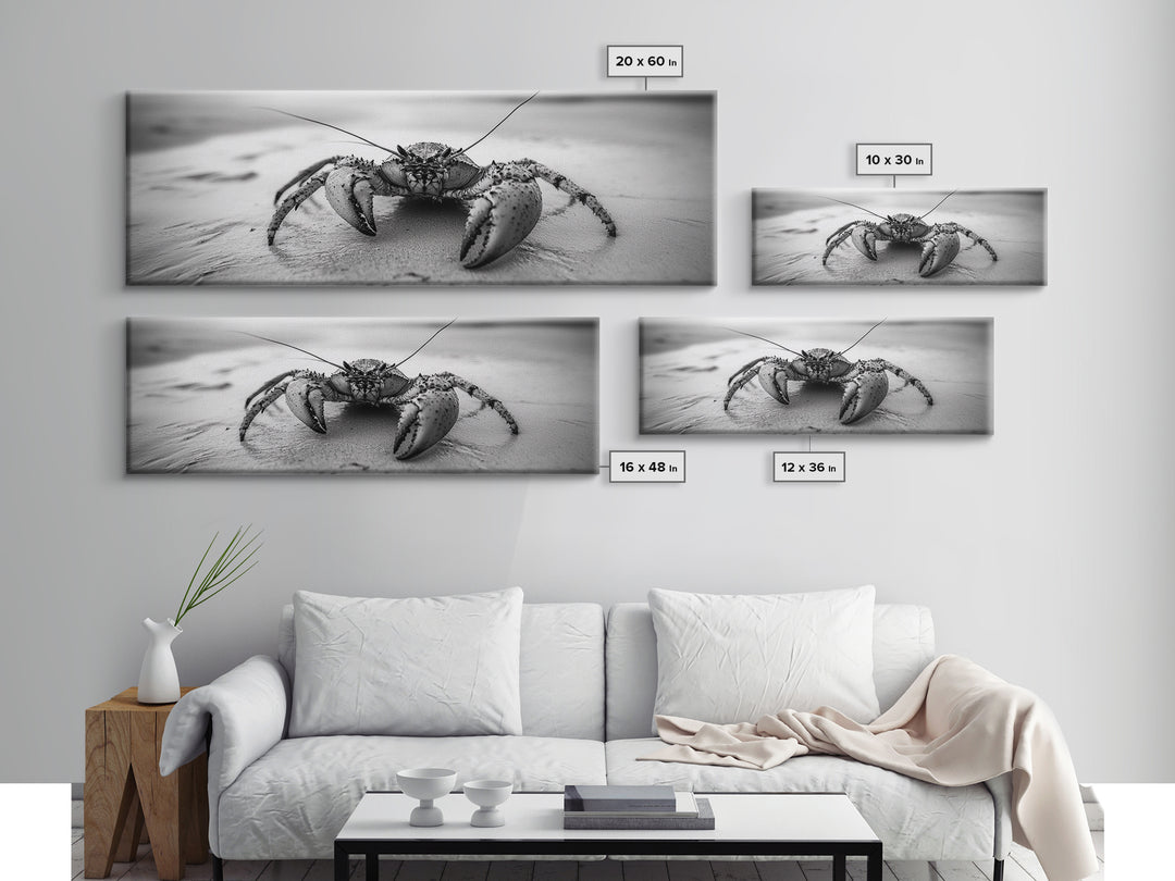 Crab Walk, Seaside Creature, Sandy Shore, Canvas Print, Coastal Nature Photography, Kids Room Ocean Decor, Minimalist Beach Art