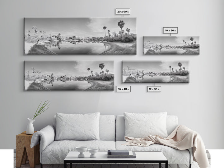 Oasis Reflections, Palm Trees, Desert Scene, Infrared Art Print, Framed Canvas Print, Tropical Wall Art, Boho Bedroom Decor, Tranquil Style