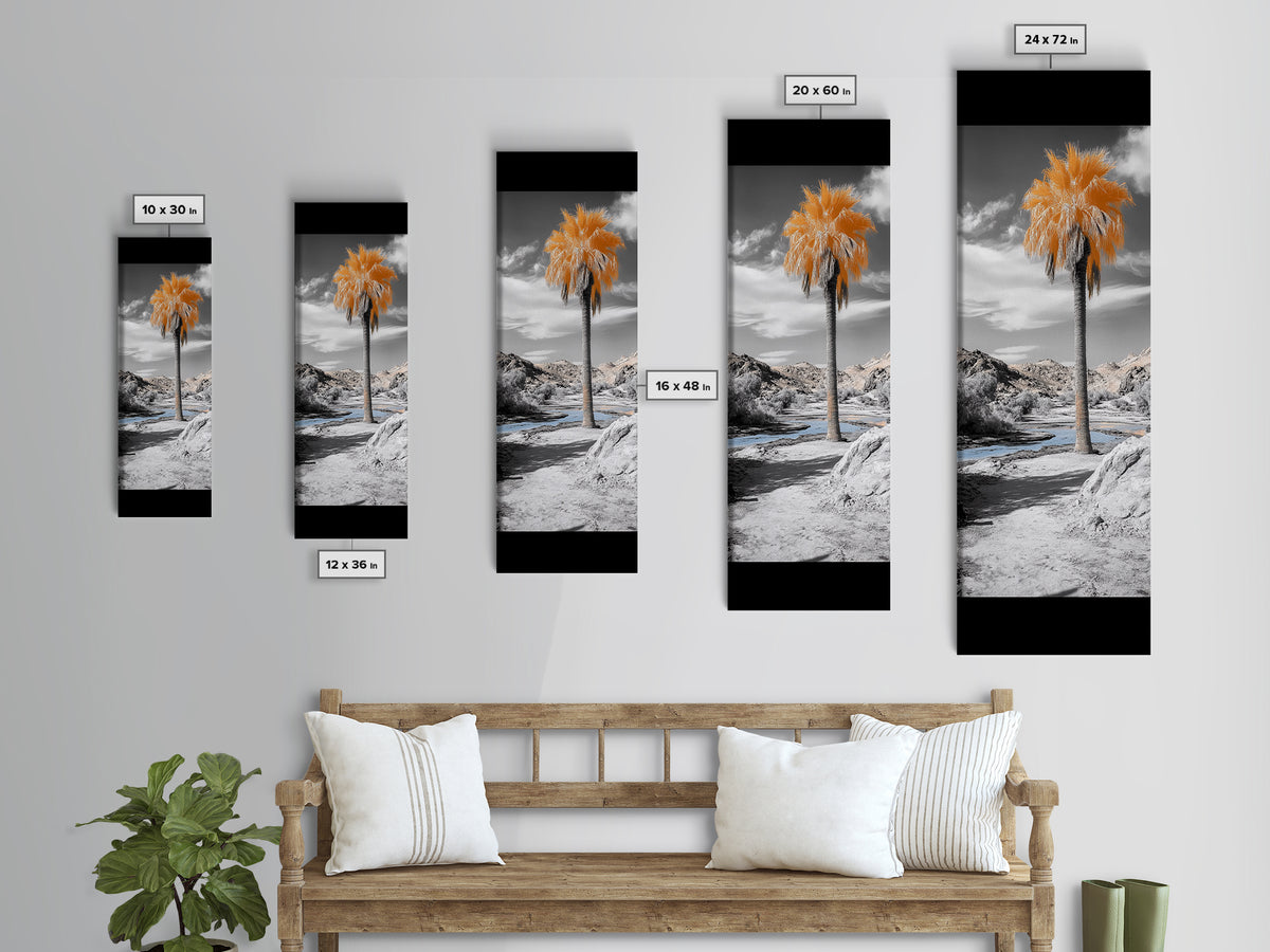 Orange Palm, Desert Oasis, Tropical Escape, Surreal Nature Scene, Framed Canvas Print, Boho Bathroom Wall Art, Desert Decor, Bedroom Decor
