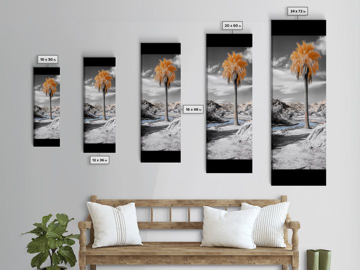 Orange Palm, Desert Oasis, Tropical Escape, Surreal Nature Scene, Framed Canvas Print, Boho Bathroom Wall Art, Desert Decor, Bedroom Decor