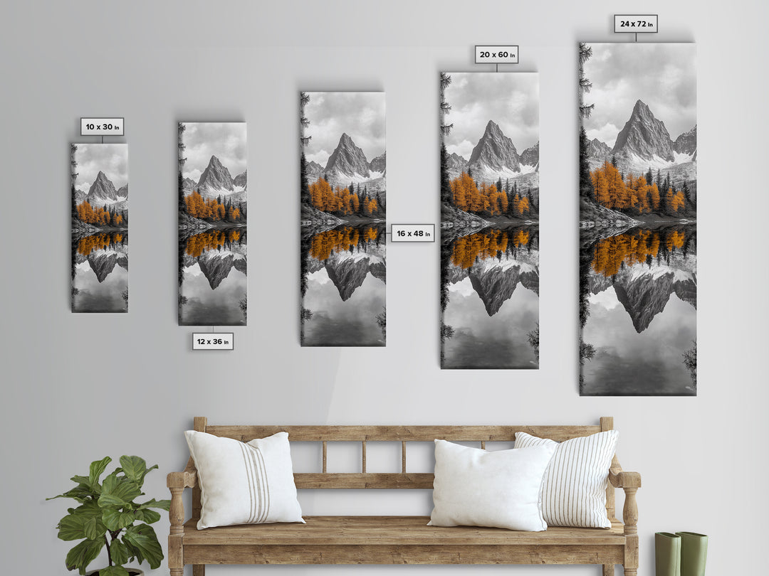 Peak Reflection, Autumn Forest, Serene Landscape, Framed Canvas Print, Tranquil Nature Art, Entryway Wall Art, Fall Mountain Wall Decor