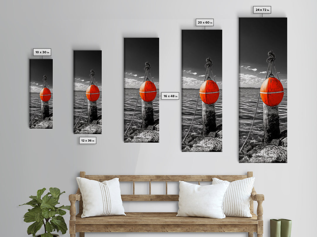 Buoy on Water, Nautical Vibe, Harbor View, Bold Coastal Art, Canvas Print, Beach House Decor, Bathroom Wall Art