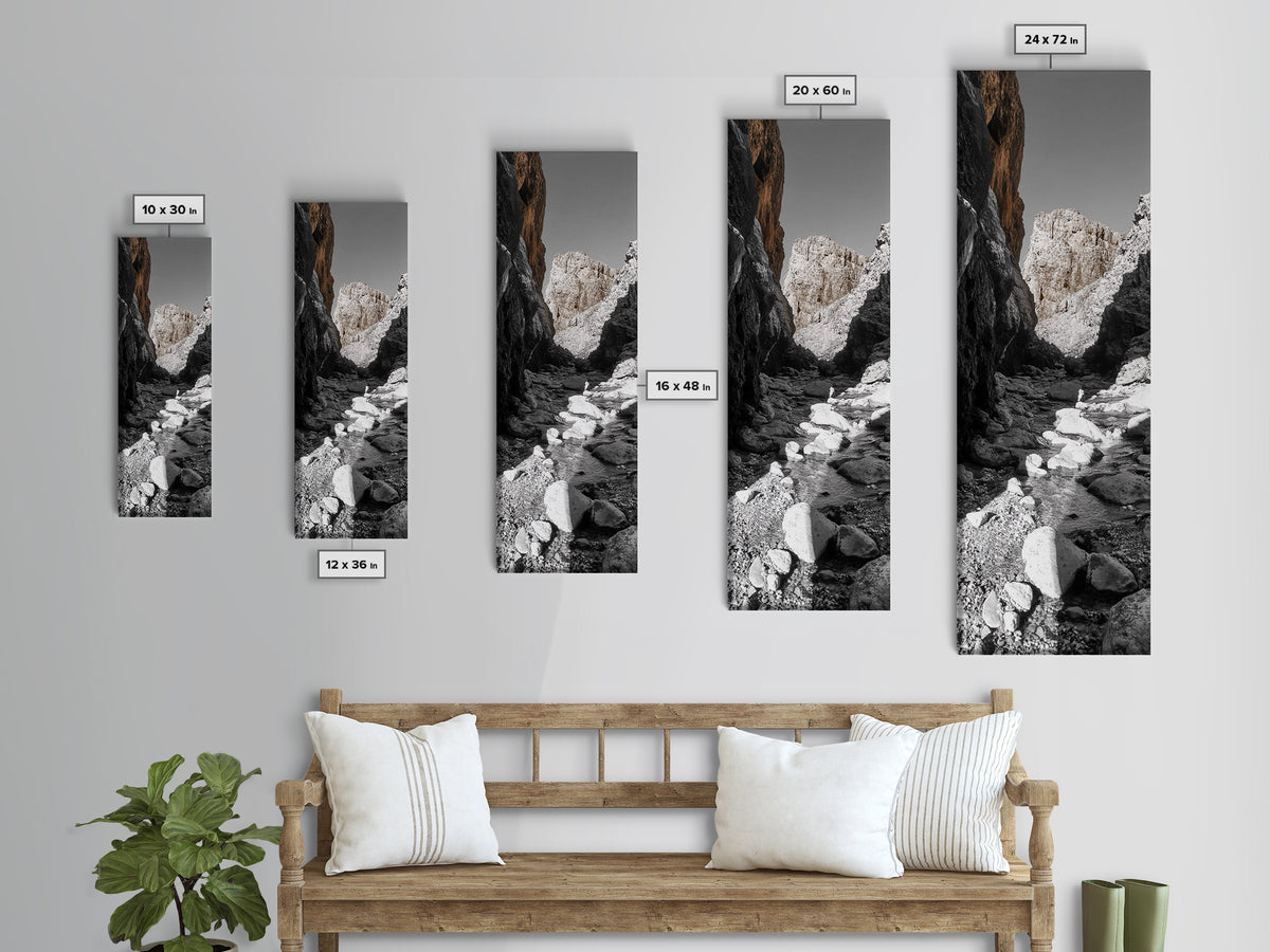 Rocky Canyon View, Earthy Nature Photography, Wilderness Art, Canvas Print, Hiking Trail Decor, Neutral Tones Wall Art, Rustic Living Room Art