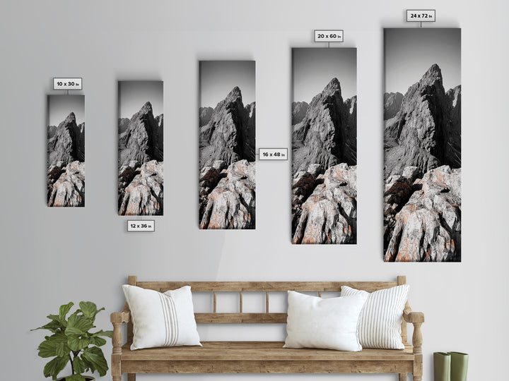Rugged Mountain, Rocky Cliff, Adventure Landscape, Highland Scene, Nature Travel Art, Framed Canvas Print, Rustic Cabin Wall Decor