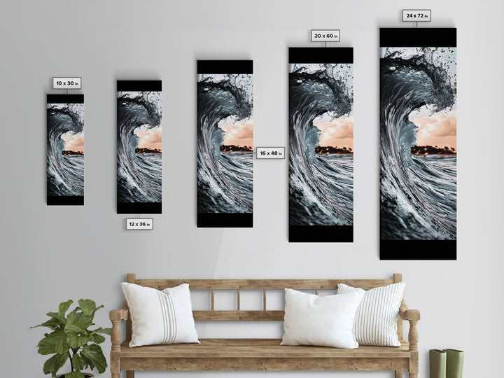 Ocean Wave, Big Surf, Seascape Photography, Coastal Wall Decor, Water Motion, Framed Canvas Print, Beach House Living Room Art