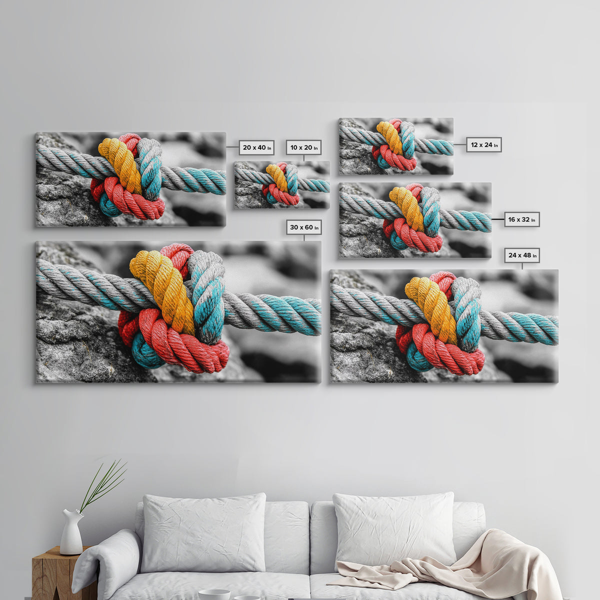 Nautical Knot, Bold Rope, Maritime Wall Decor, Framed Canvas Print, Rustic Coastal Art, Nautical Theme, Bathroom Wall Art, Industrial Art