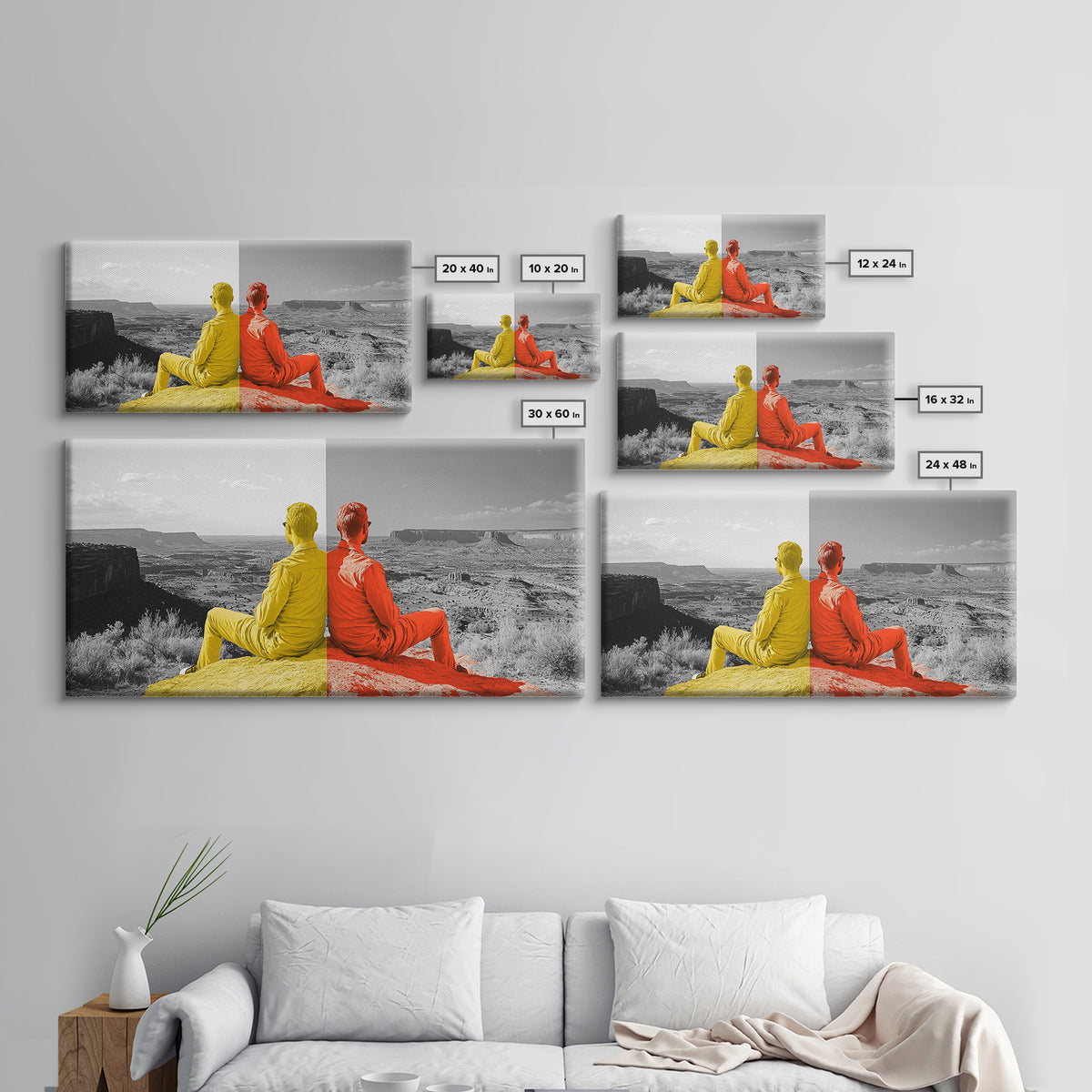 Dual Tone Journey, Conceptual Landscape Art, Contemporary Travel Decor, Mindful Wall Accent, Framed Canvas Print, Office or Study Art