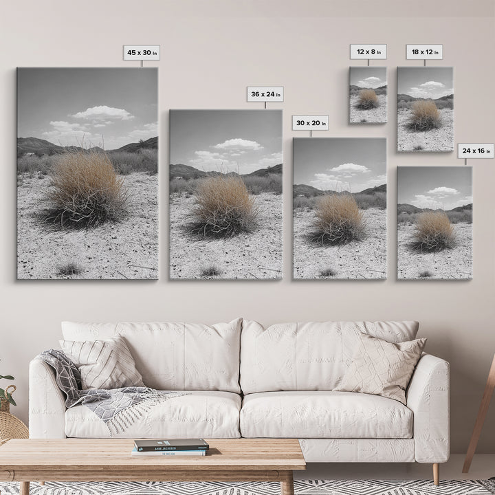 Desert Bush, Tumbleweed Scene, Dry Landscape, Minimalist Canvas Print, Desert Wall Art, Earth Tone Decor, Modern Living Room Art
